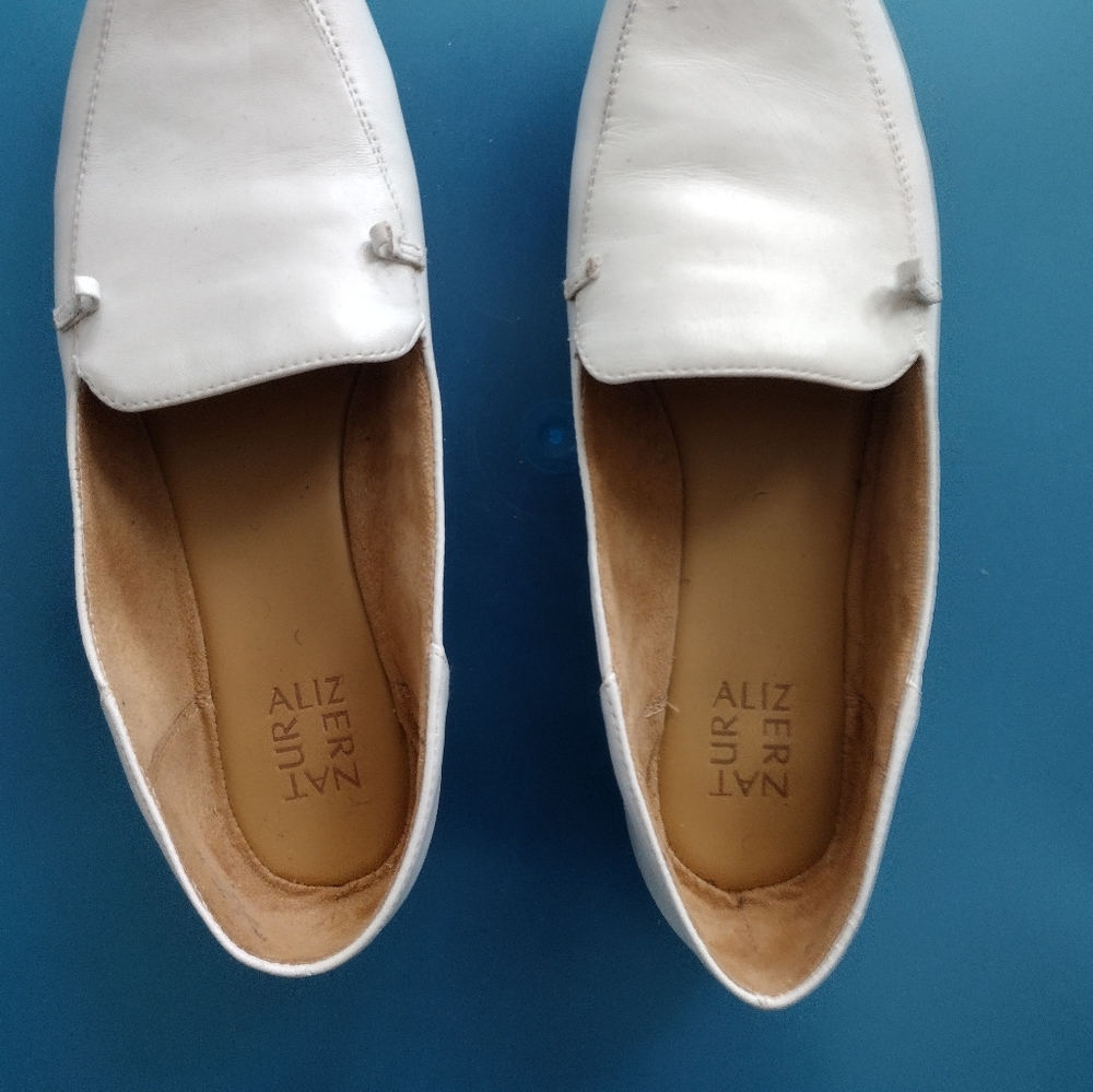 Size 11 White Faux Leather Flats